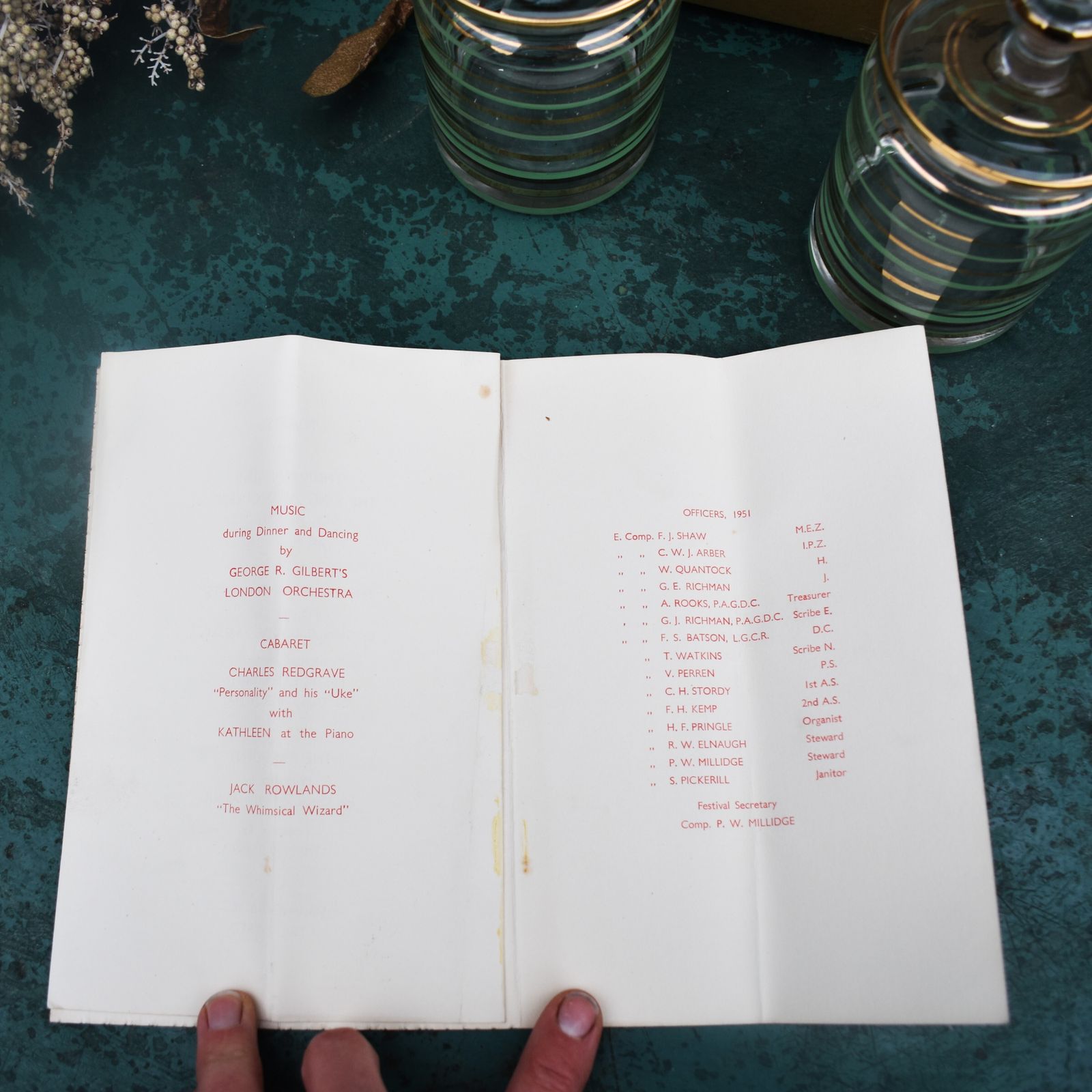 photo furniture Vintage 1951 Dalston Masonic Lodge 3008 Ladies' Festival Gift Jars & Autographs