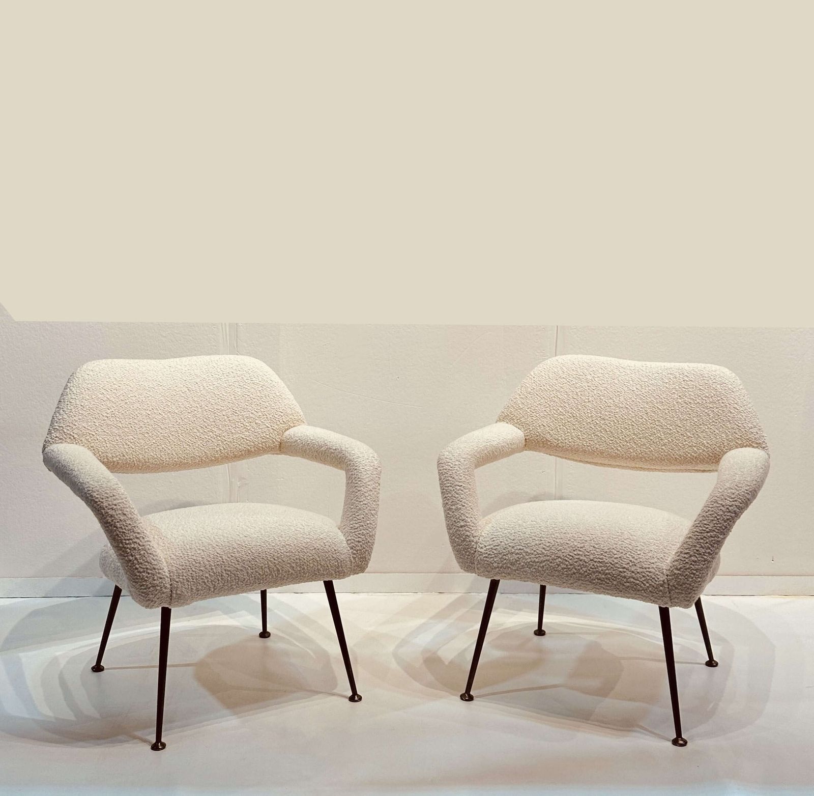 Pair Of Lounge Chairs Gastone Rinaldi Italy 1954 Upholstered In Pierre photo vintage
