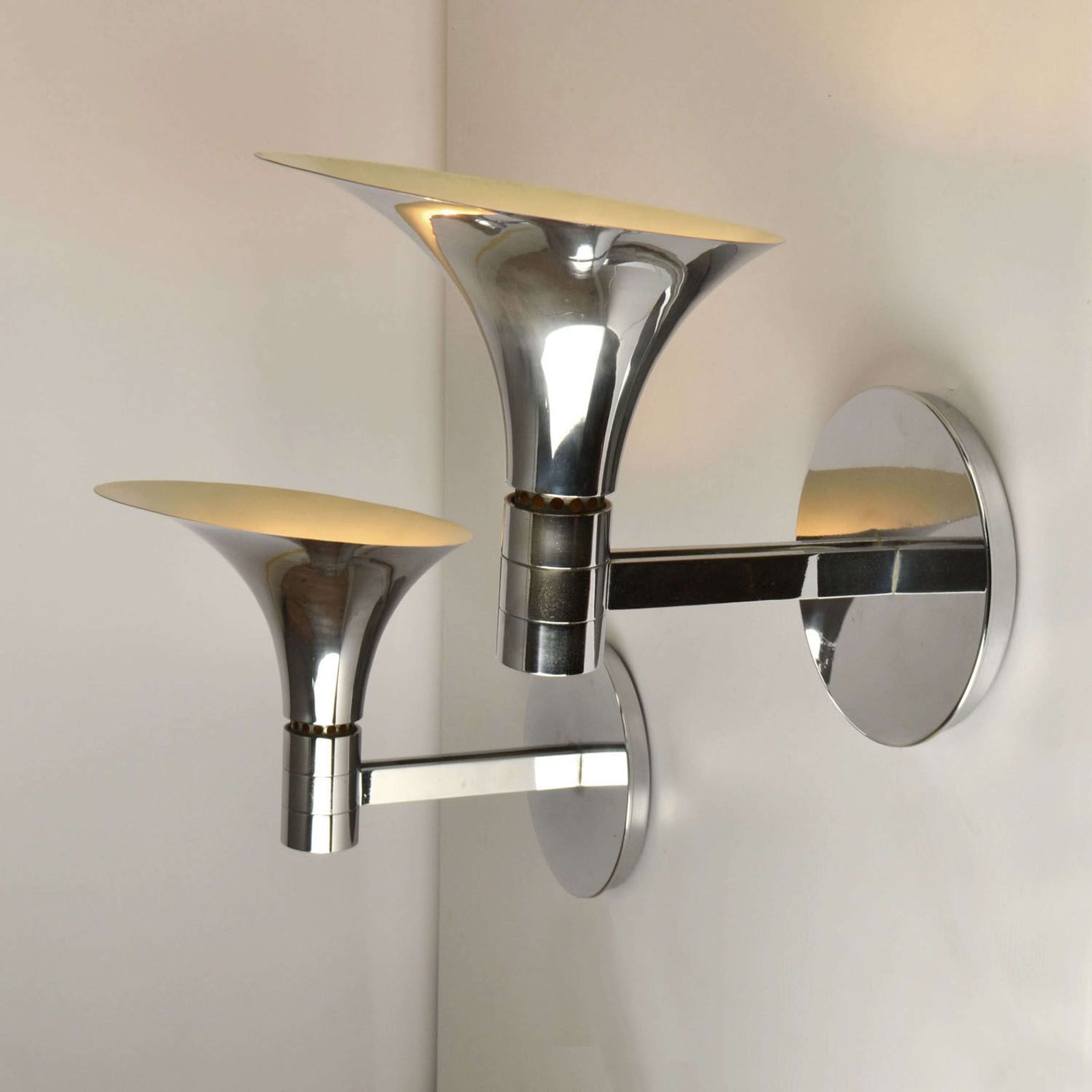 Pair Of Chrome Wall Lights By Franco Albini & Franca Heig 1960's Italy photo for sale