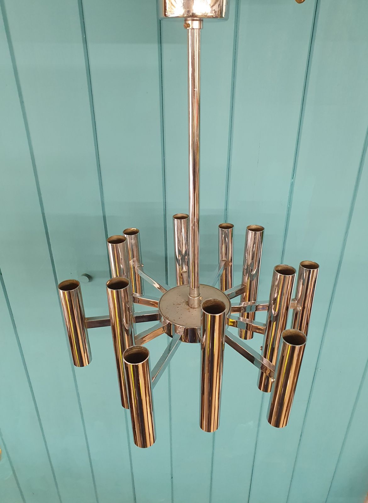 Small Art Deco Chrome Chandelier photo 445.0