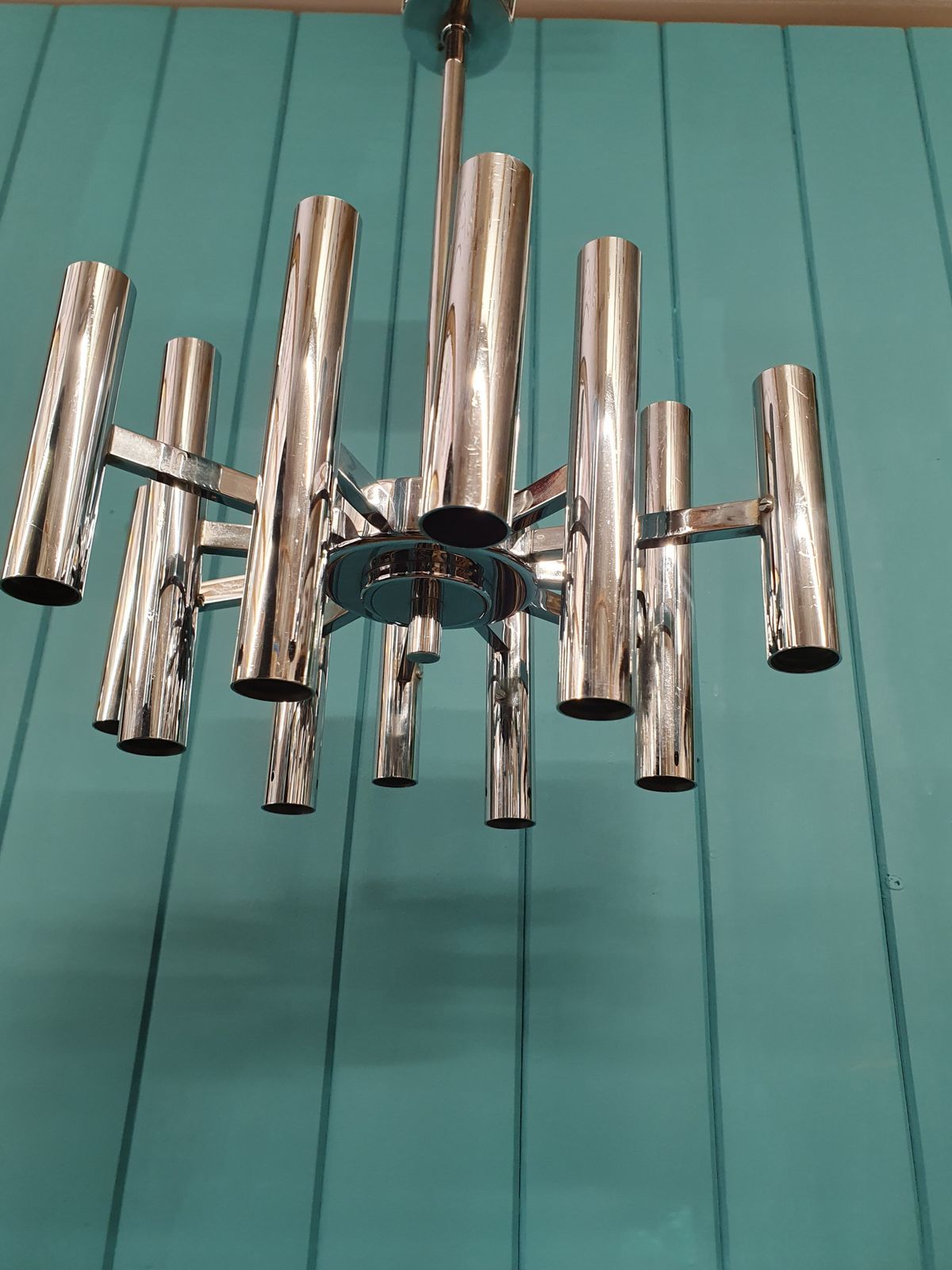 Small Art Deco Chrome Chandelier photo buy