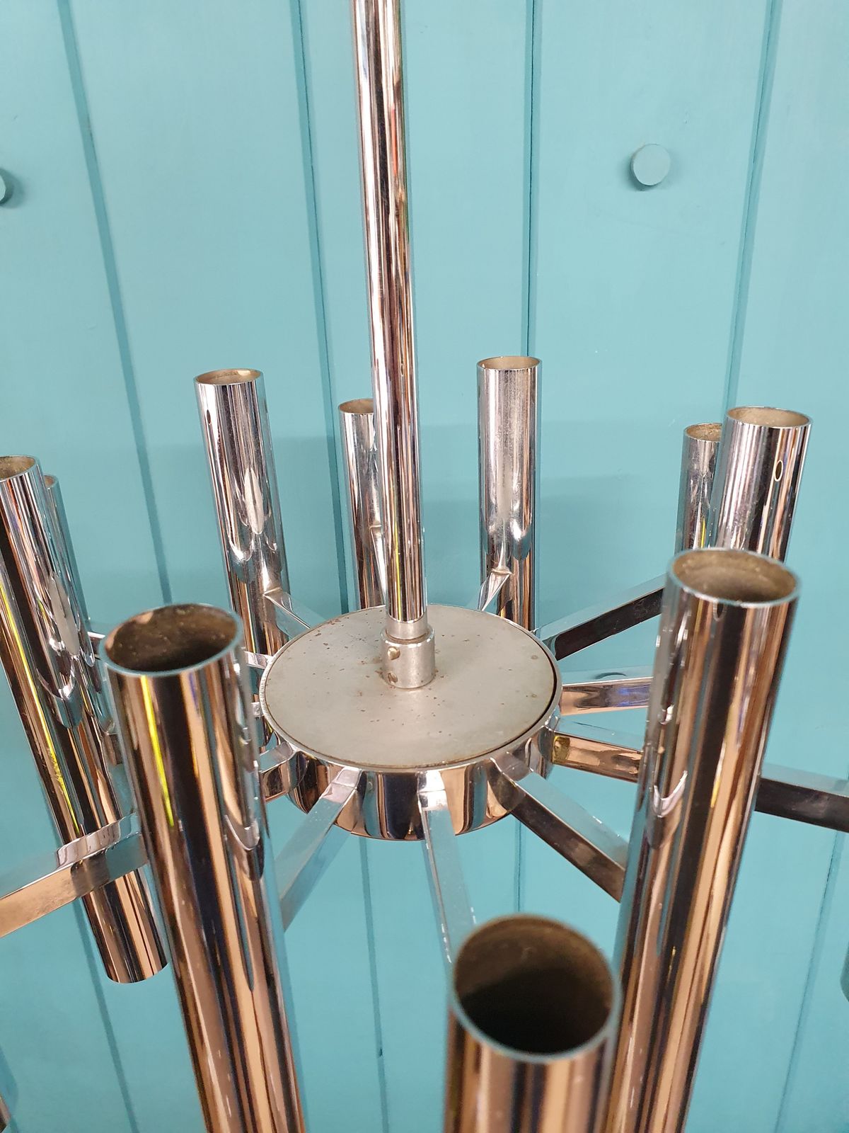 photo furniture Small Art Deco Chrome Chandelier