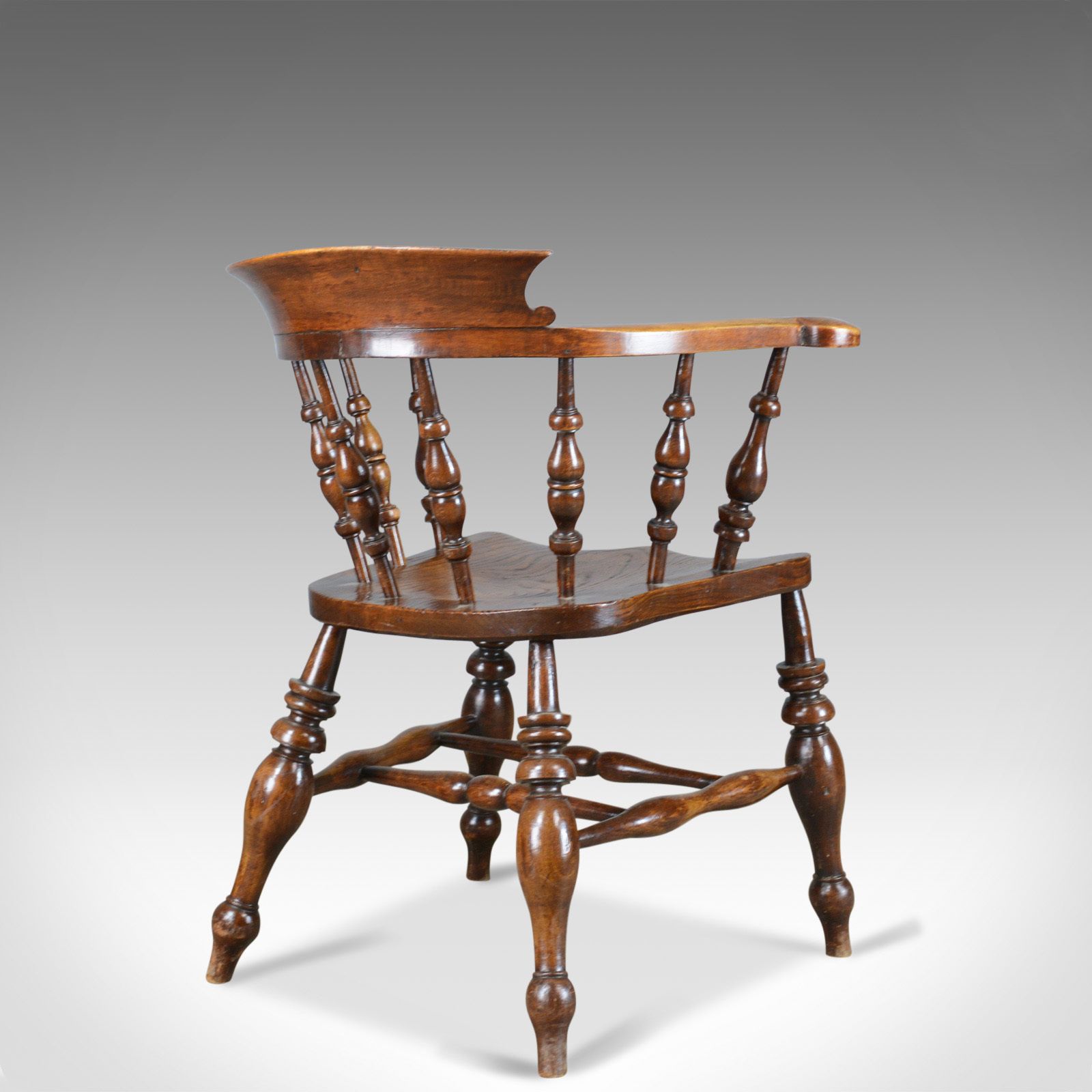 Antique Bow Chair, Smokers, Captains, English, Victorian, Elm, Windsor C.1870 photo Furniture