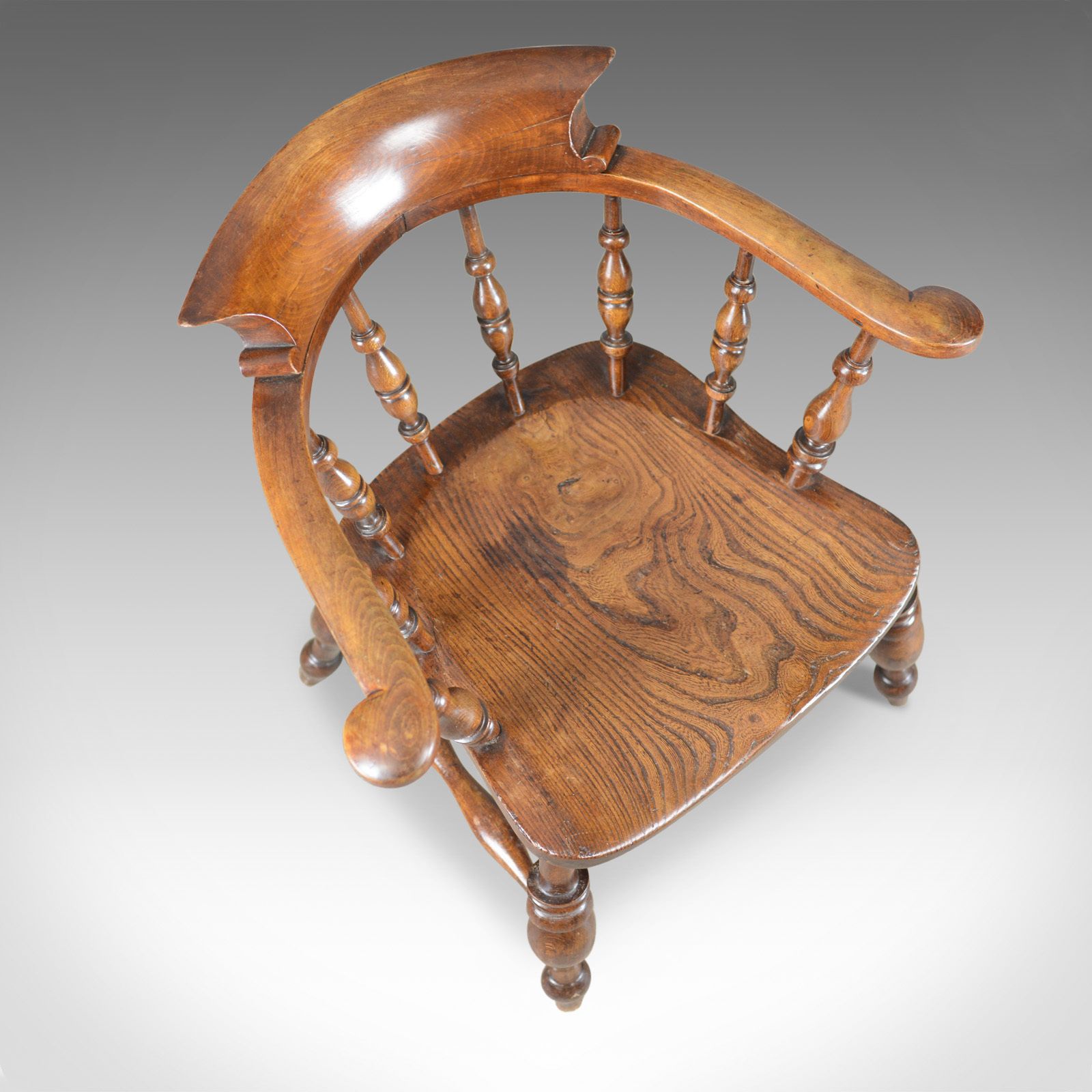 Antique Bow Chair, Smokers, Captains, English, Victorian, Elm, Windsor C.1870 photo 825.0