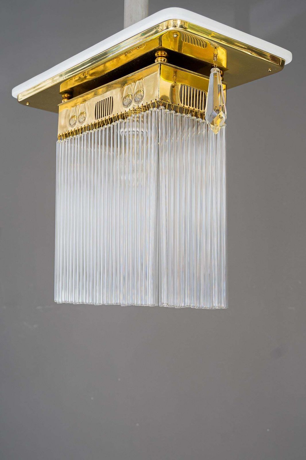 Art Deco Ceiling Lamp With Glass Sticks Vienna Around 1920s photo for sale