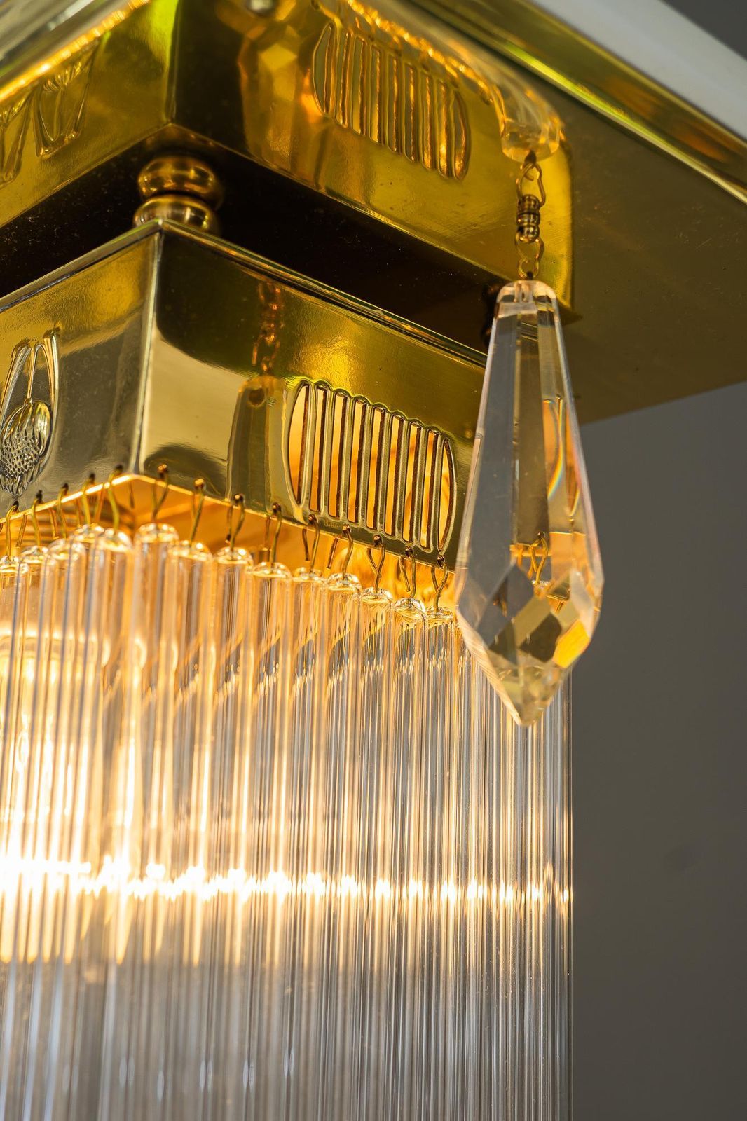 Lighting Art Deco Ceiling Lamp With Glass Sticks Vienna Around 1920s photo
