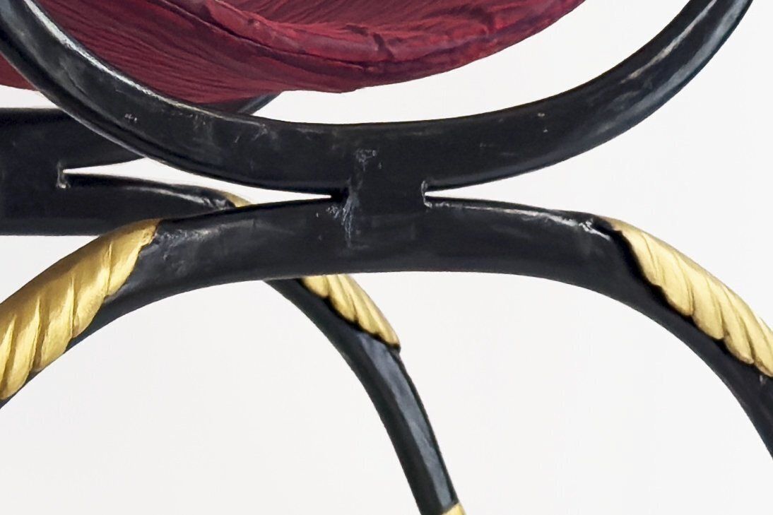 20th Century Stool In Wrought Iron Inspired By The Curule Chair, French Design photo furniture