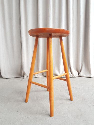 Vtg Mid Century Hagafors Stolefabrik Swedish Scandi Beech Stool Danish R743