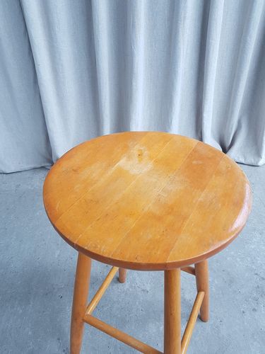 Vtg Mid Century Hagafors Stolefabrik Swedish Scandi Beech Stool Danish R743 photo buy