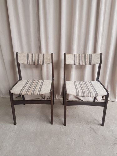 Vtg Mid Century Pair Set 2 Danish Dining Chairs By Erik Buch Scandi Retro R758 photo vinterior