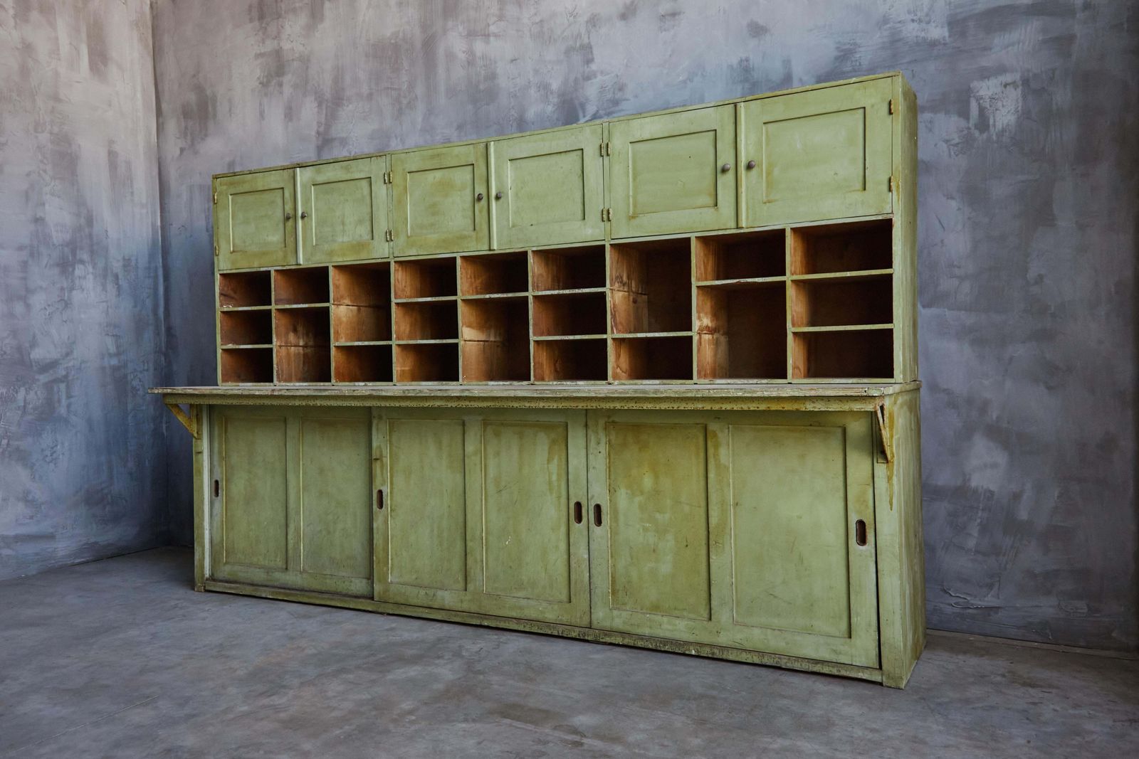 Primitive Green Apothecary Cabinet, France, 19th Century photo 8547.0