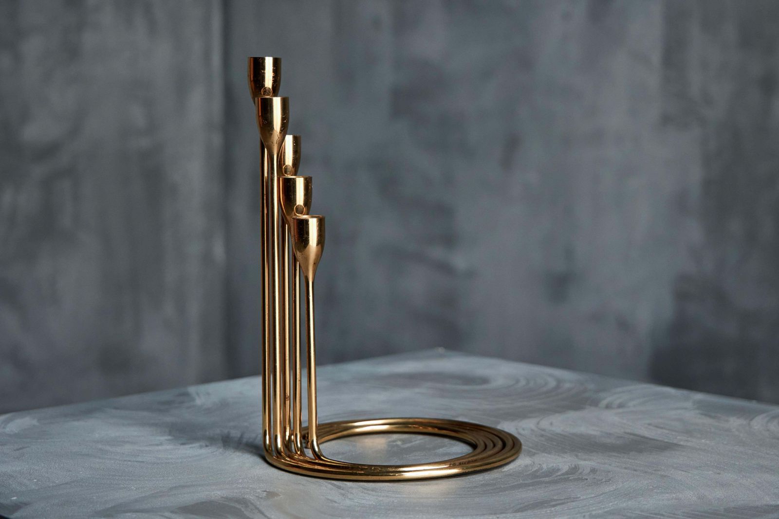 photo vinterior Elegant Brass Candle Holder Set, Denmark, 1960s
