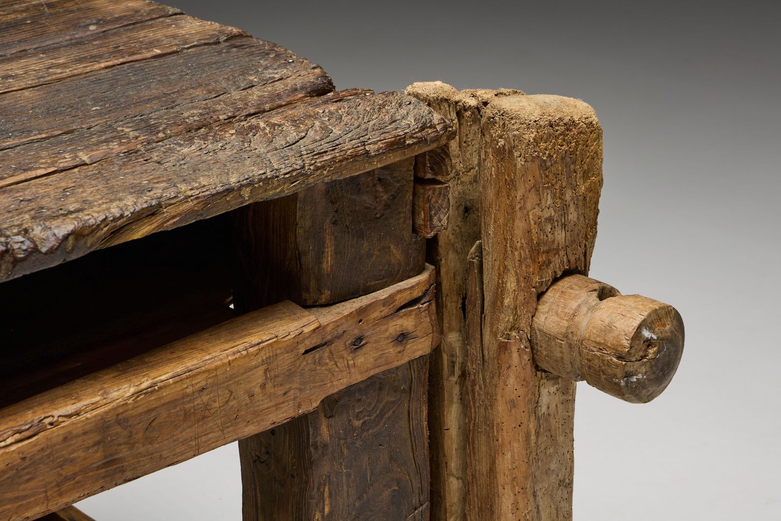 Rustic Primitive Working Bench, France, Early 19th Century photo vintage