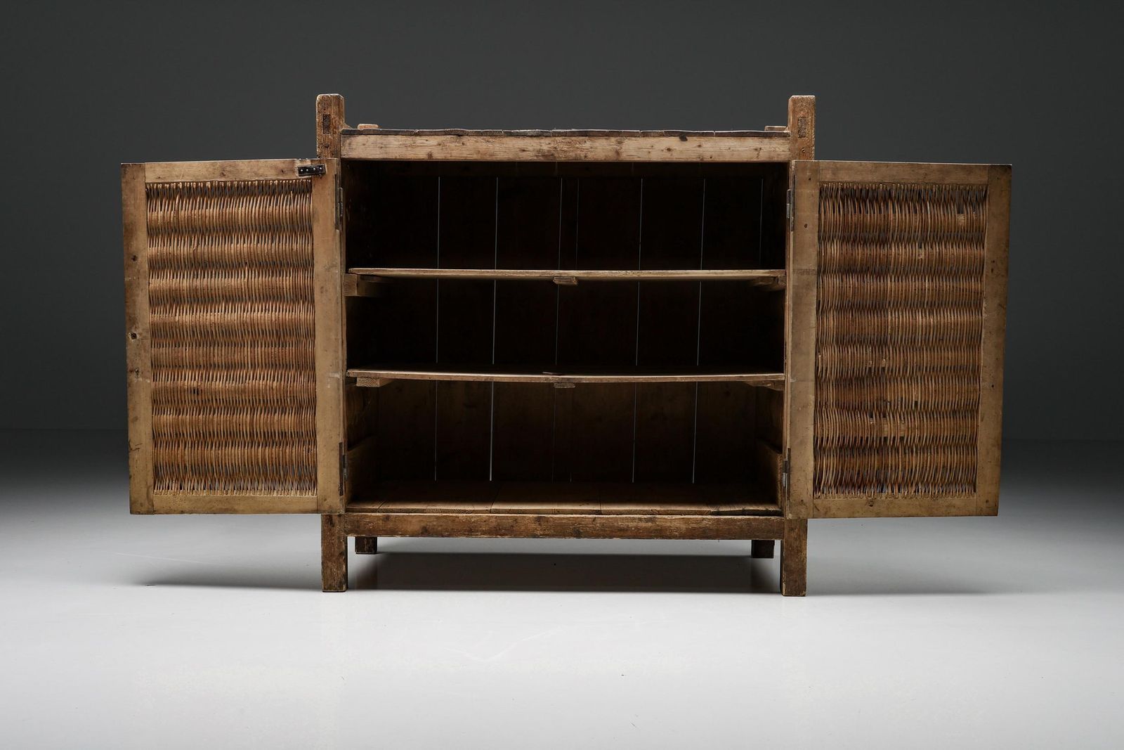 Rustic Wabi Sabi High Board, Pantry Cabinet, Haute Savoie, Cheese Cabinet, 1930 photo for sale