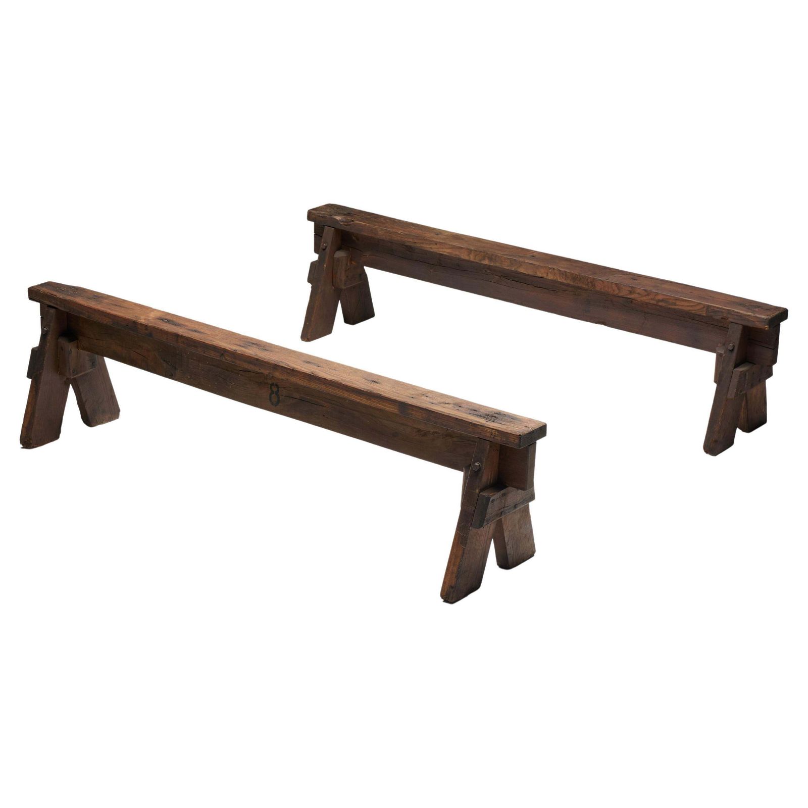 Brutalist Folk Art Benches, France, 19th Century