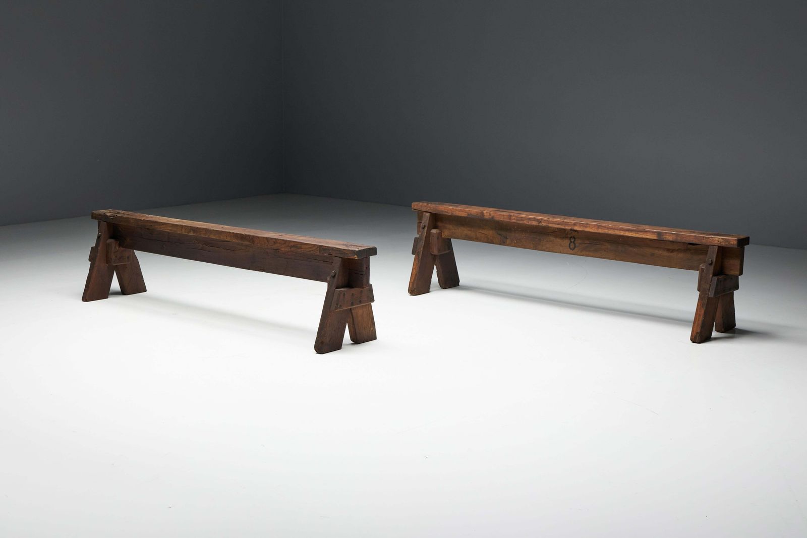 Brutalist Folk Art Benches, France, 19th Century photo Furniture