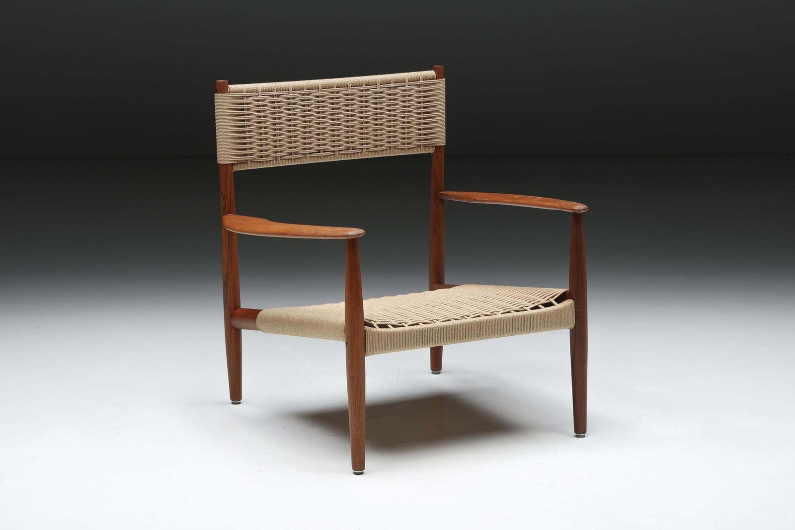 Scandinavian Wooden Armchair With Cord Webbing, 1960s photo furniture