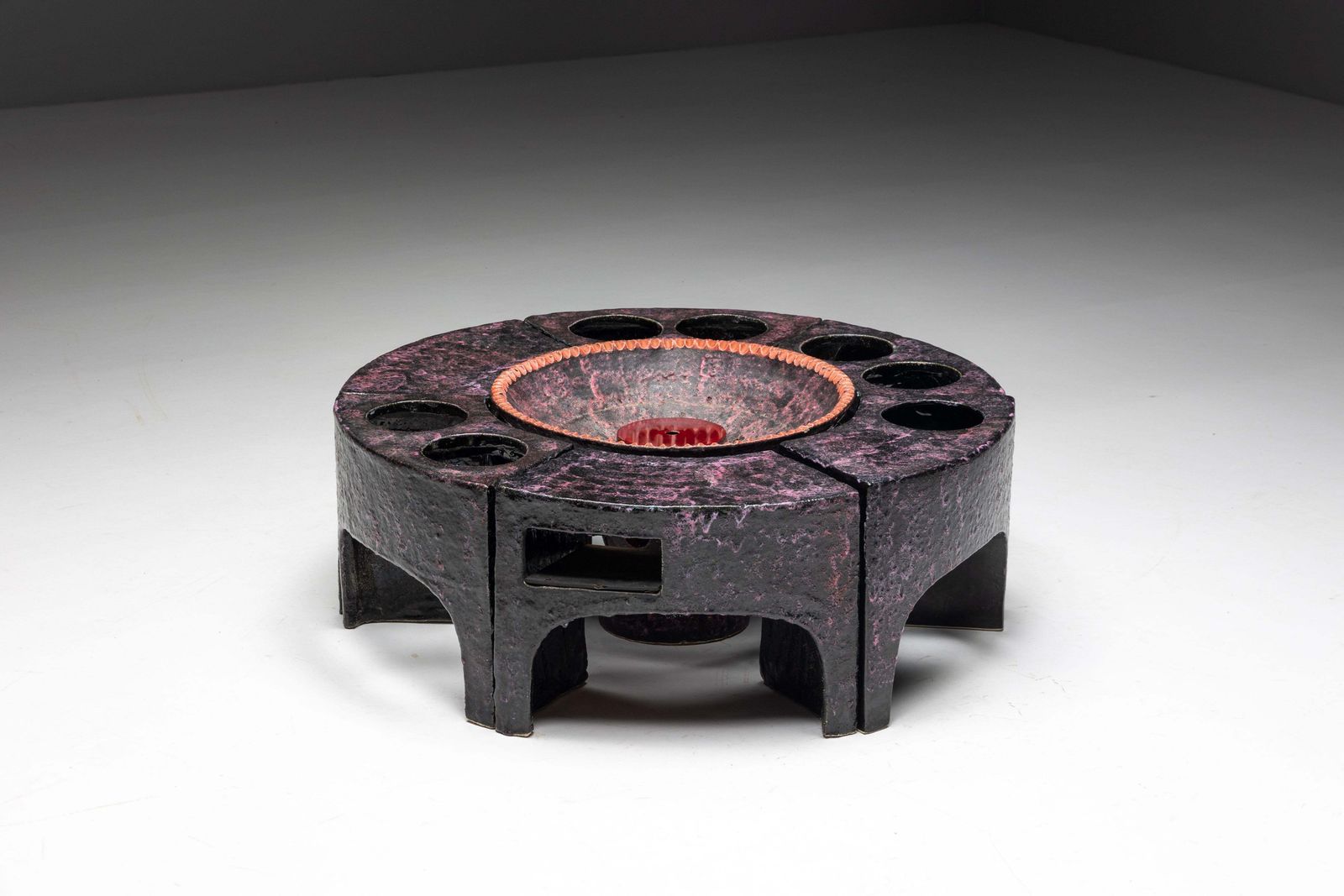 Vallauris Ceramic Round Stools And Coffee Table, France, 1960s photo furniture