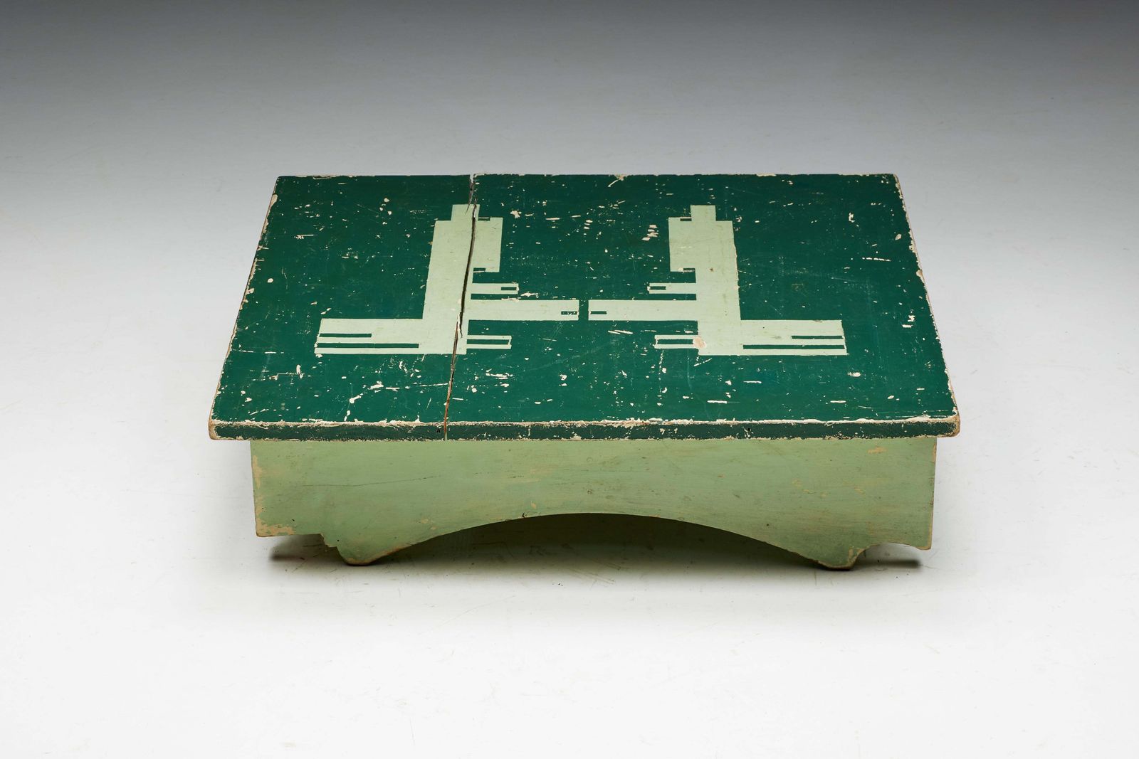 Green Art Populaire Side Table, France, 19th Century photo furniture