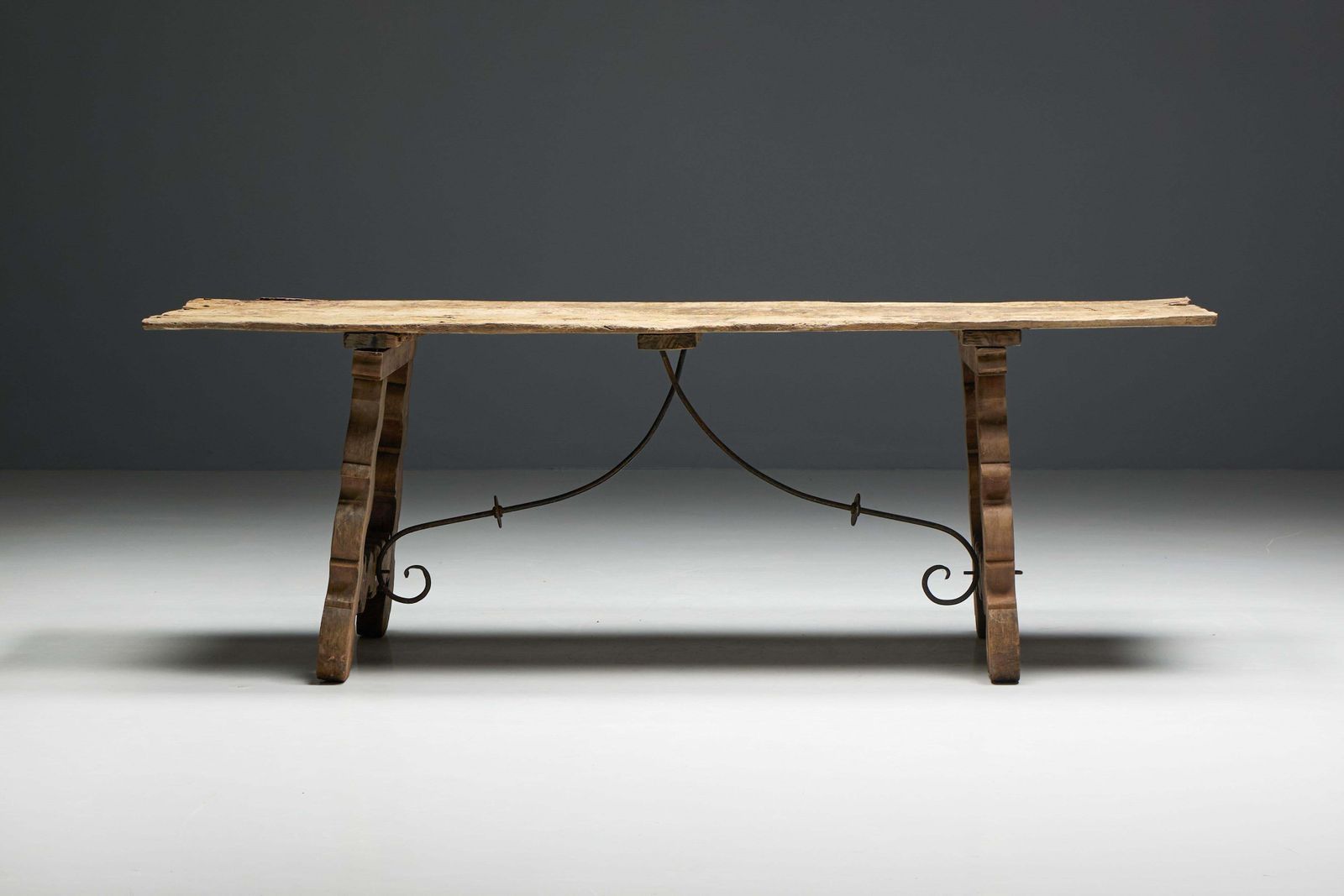 Rustic Folk Art Trestle Table, Spain, 19th Century photo vinterior