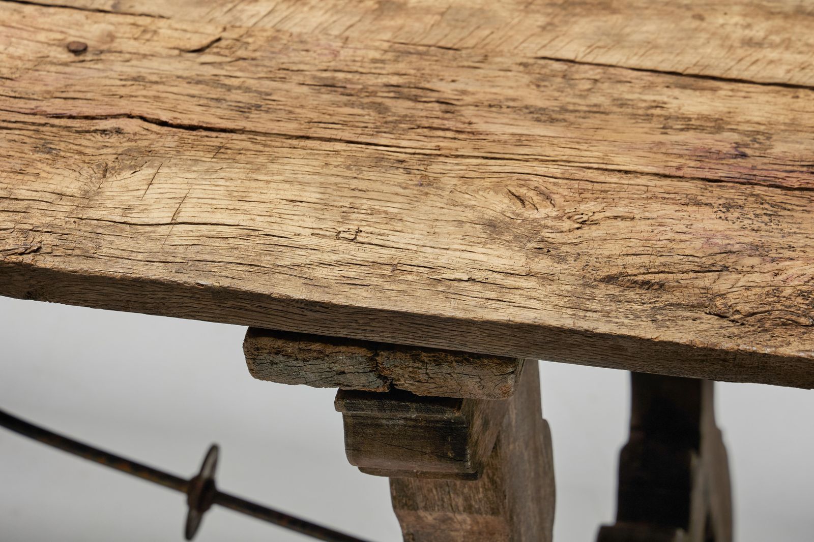 Rustic Folk Art Trestle Table, Spain, 19th Century photo buy