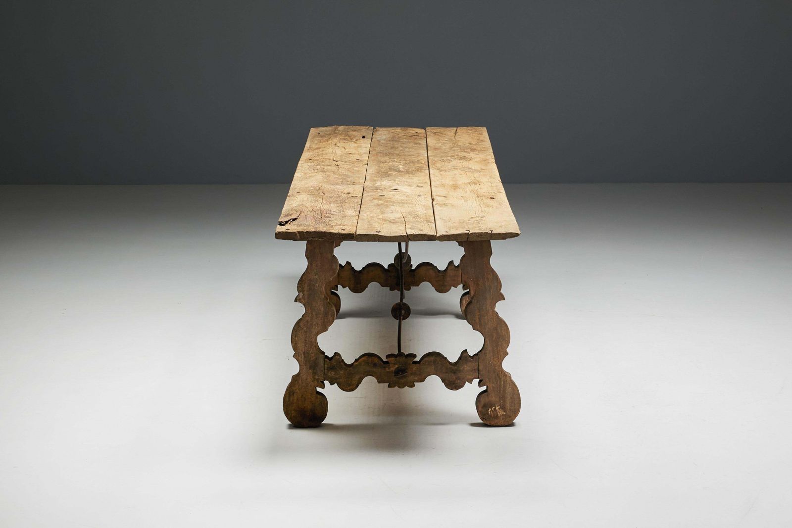 4511.0 Rustic Folk Art Trestle Table, Spain, 19th Century photo