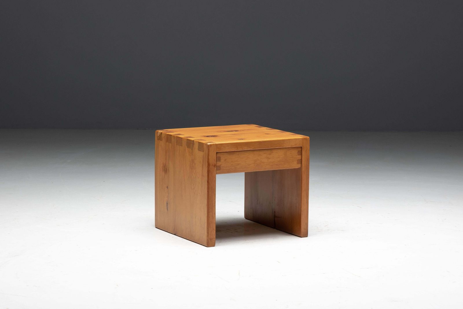photo furniture Pine Bedside Table Inspired By Charlotte Perriand, France, 1960s