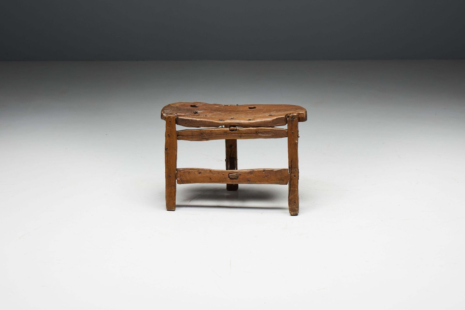 Organic Tripod Bench In Solid Wood, France, 19th Century photo furniture