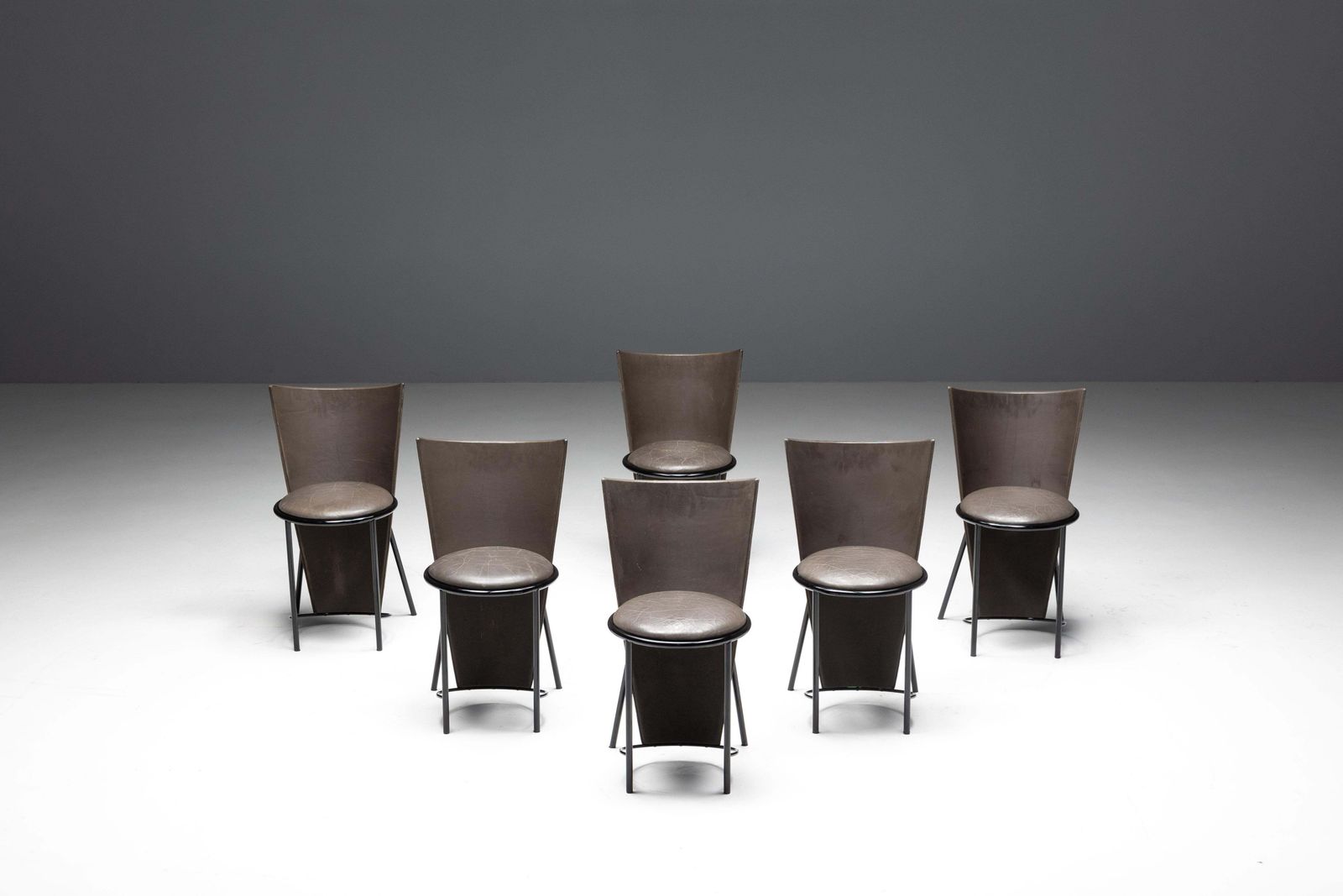 Sevilla Chairs By Frans Van Praet In Grey Leather, Belgium, 1990s photo for sale