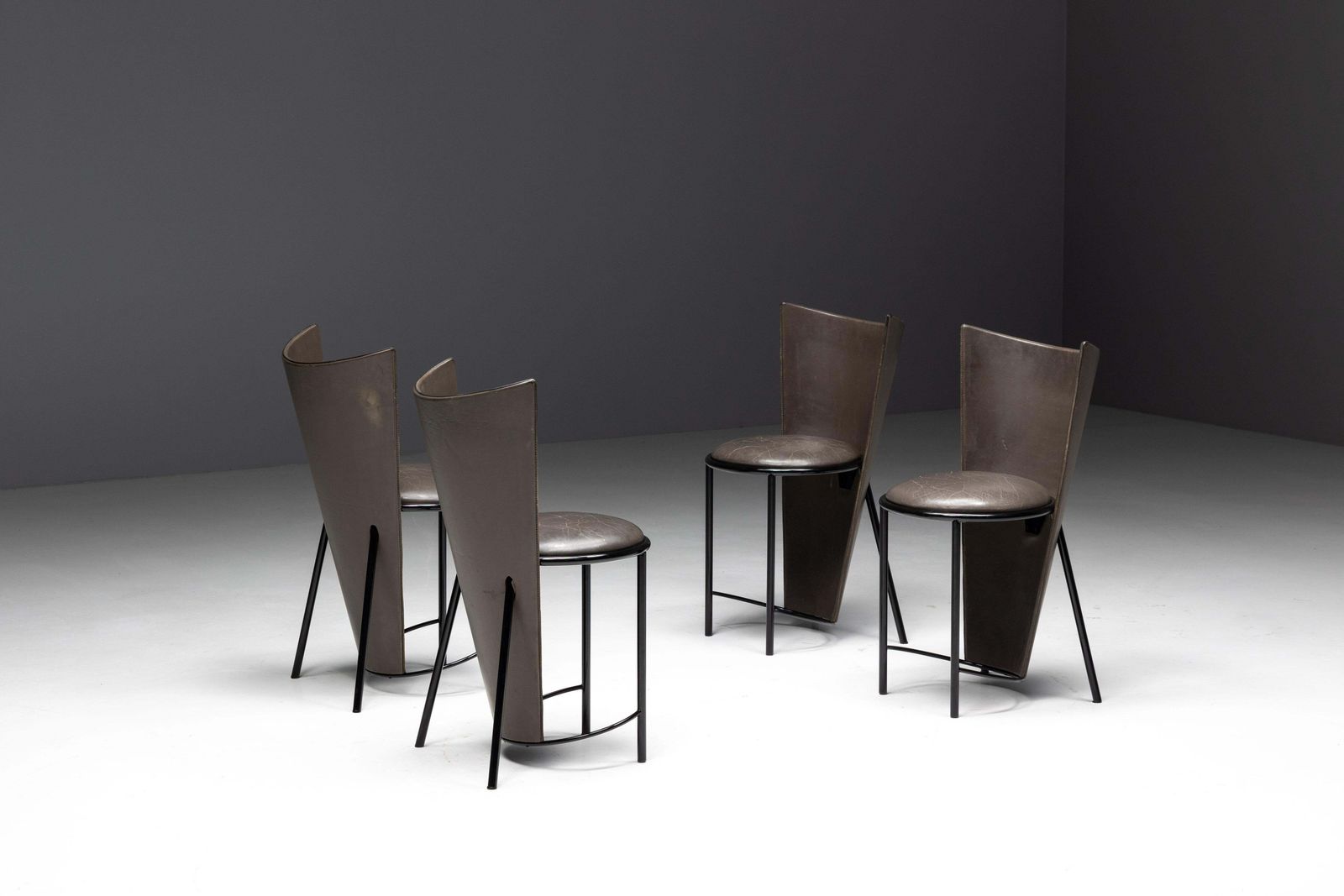 Sevilla Chairs By Frans Van Praet In Grey Leather, Belgium, 1990s photo vinterior