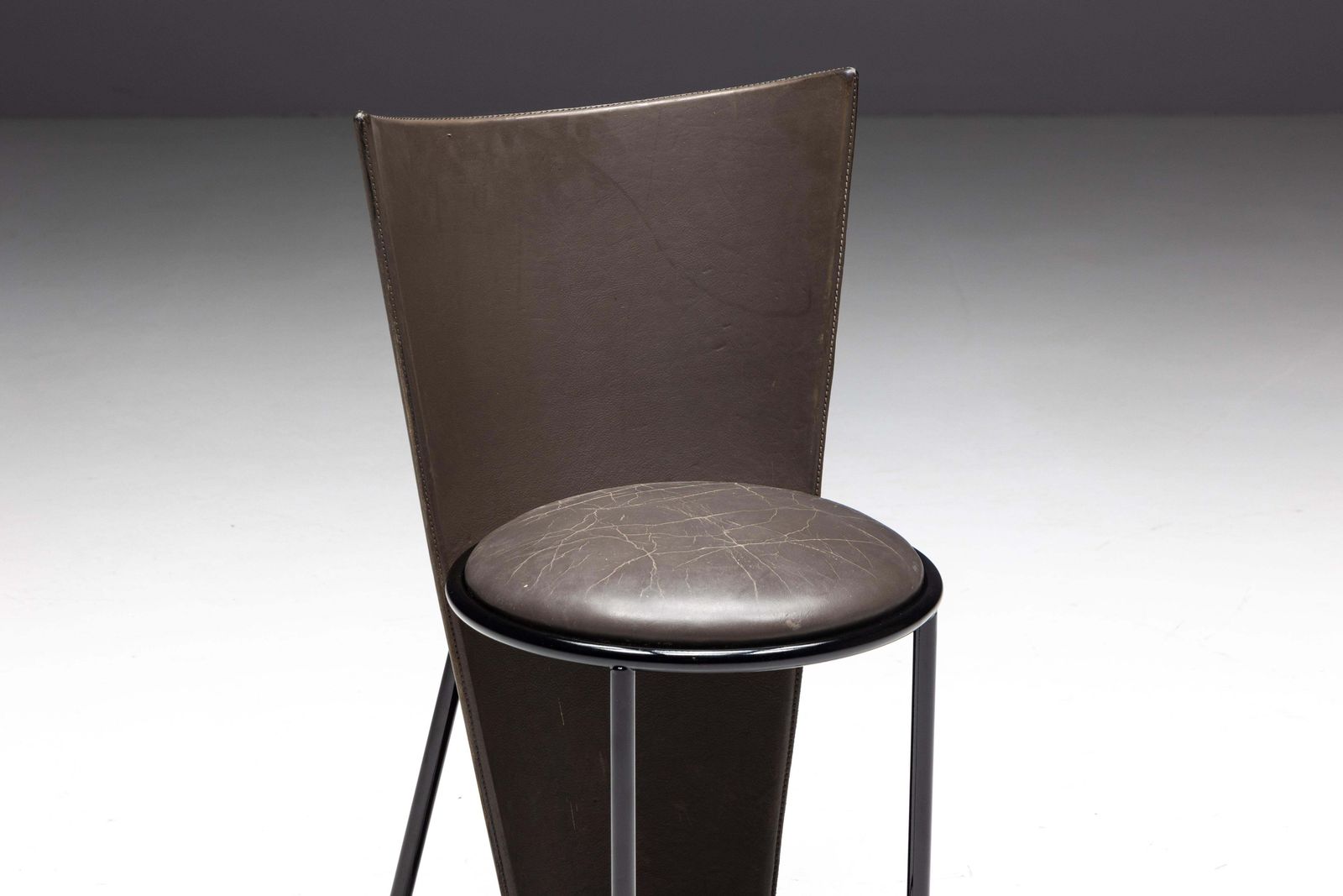 photo vintage Sevilla Chairs By Frans Van Praet In Grey Leather, Belgium, 1990s
