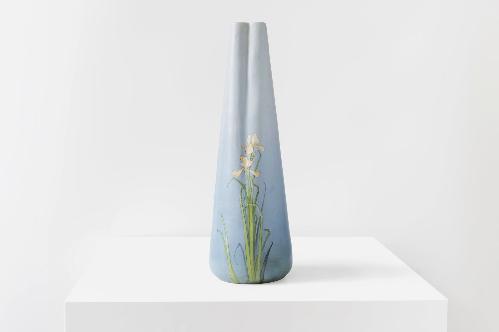 19th Century Tall Vase In Blue Ceramic And Enamels By Delphin Massier, French Design photo for sale