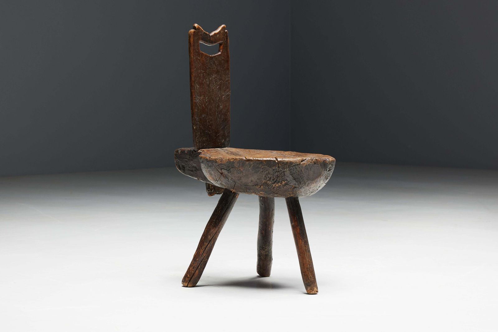 Brutalist Wabi Sabi Tripod Alpine Chairs, France, 19th Century photo buy