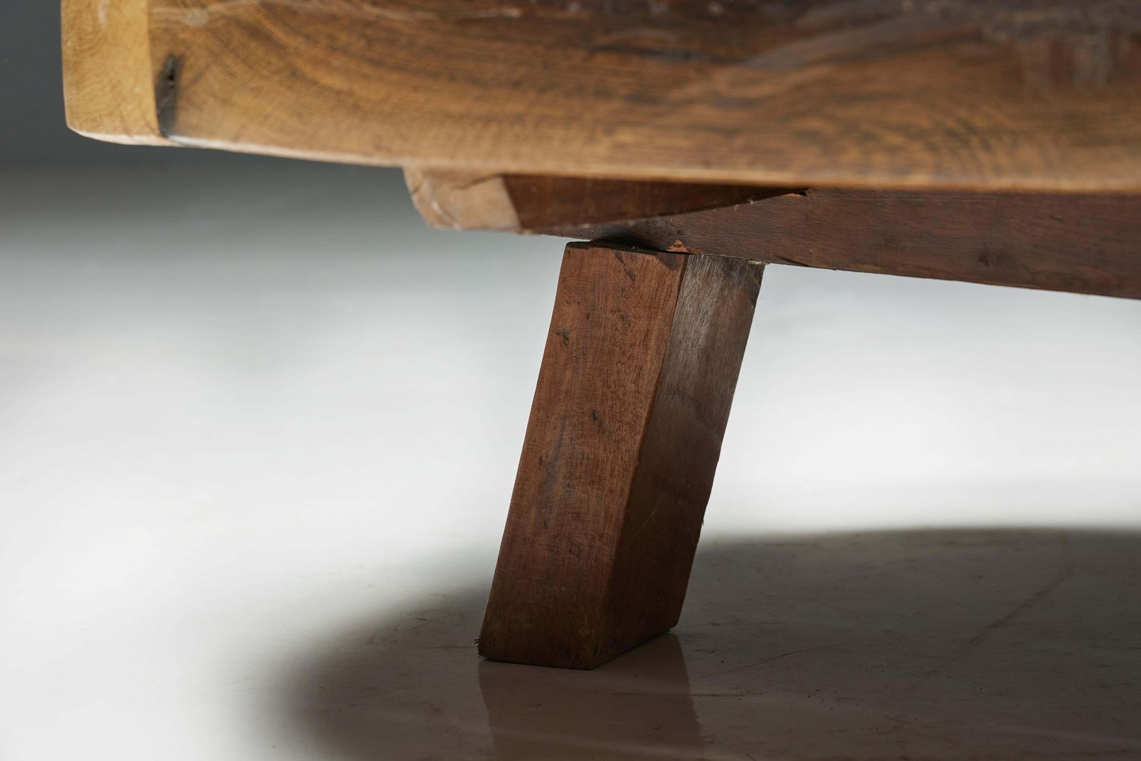 Round Artisan Wooden Coffee Table, France, 1950s photo vinterior