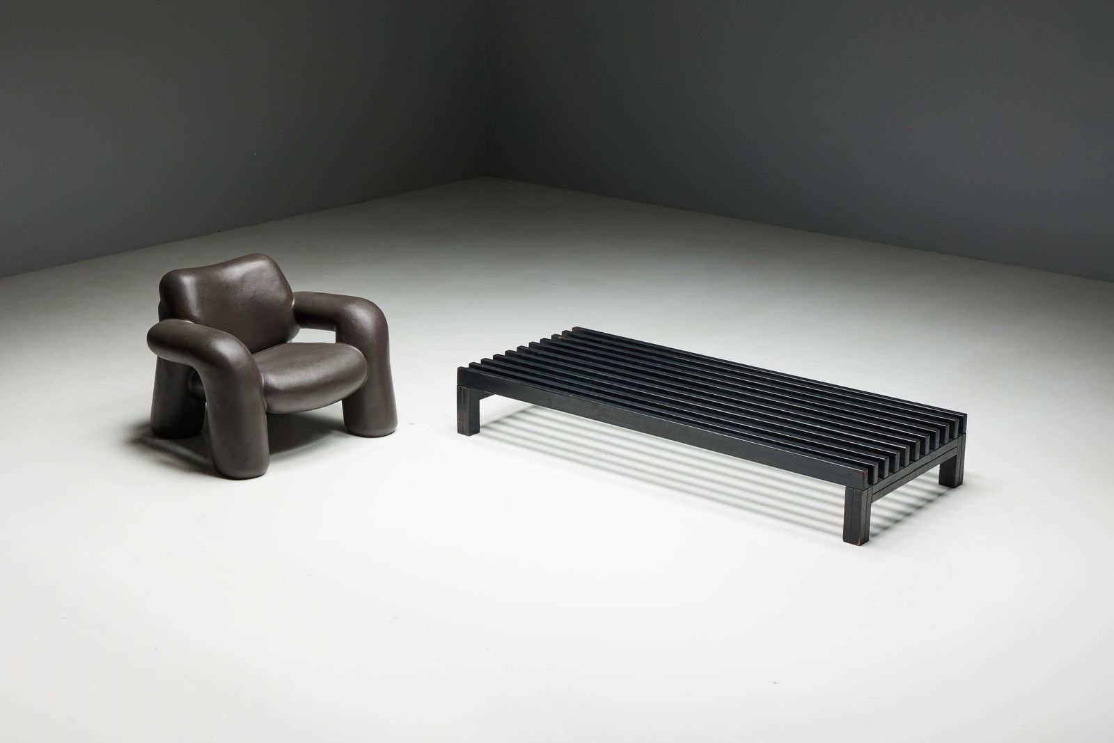 photo furniture Mid Century Slatted Bench Or Coffee Table, France, 1960s