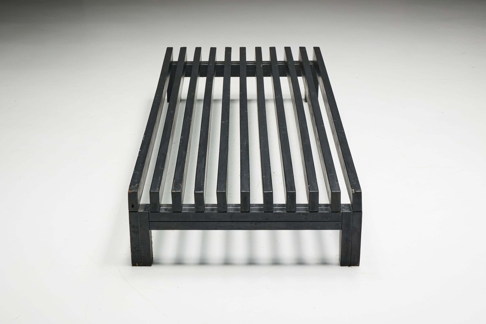 Furniture Mid Century Slatted Bench Or Coffee Table, France, 1960s photo