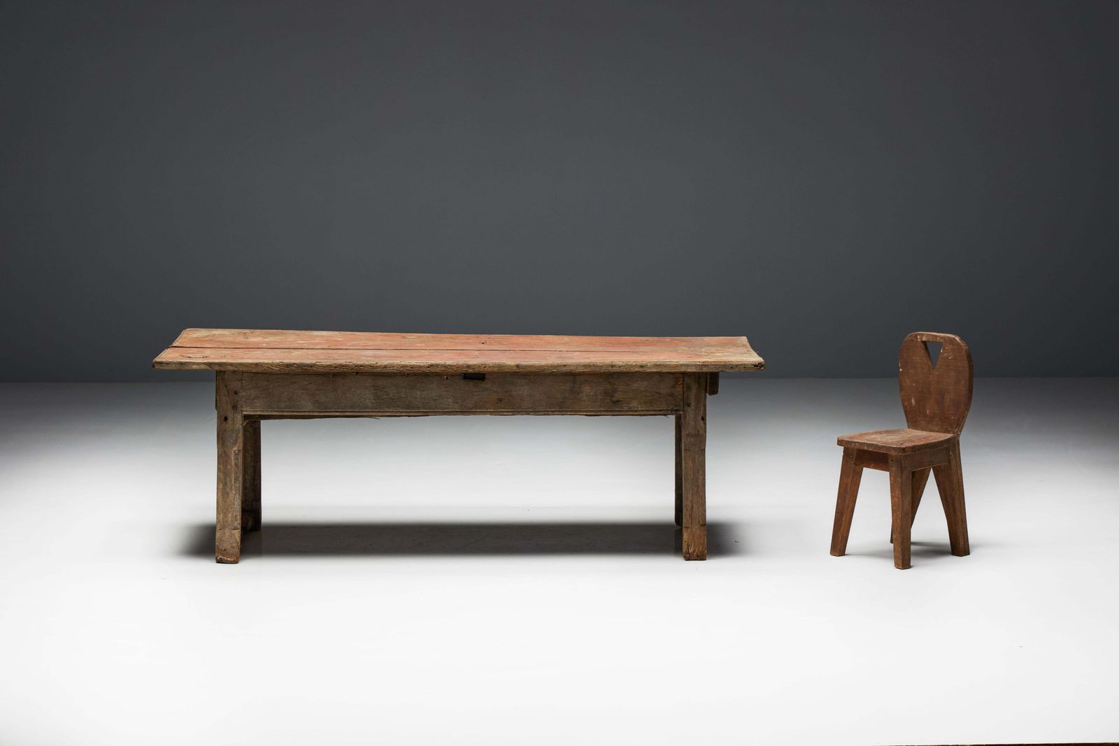 Furniture Rustic Travail Populaire Dining Table, France, Early 19th Century photo