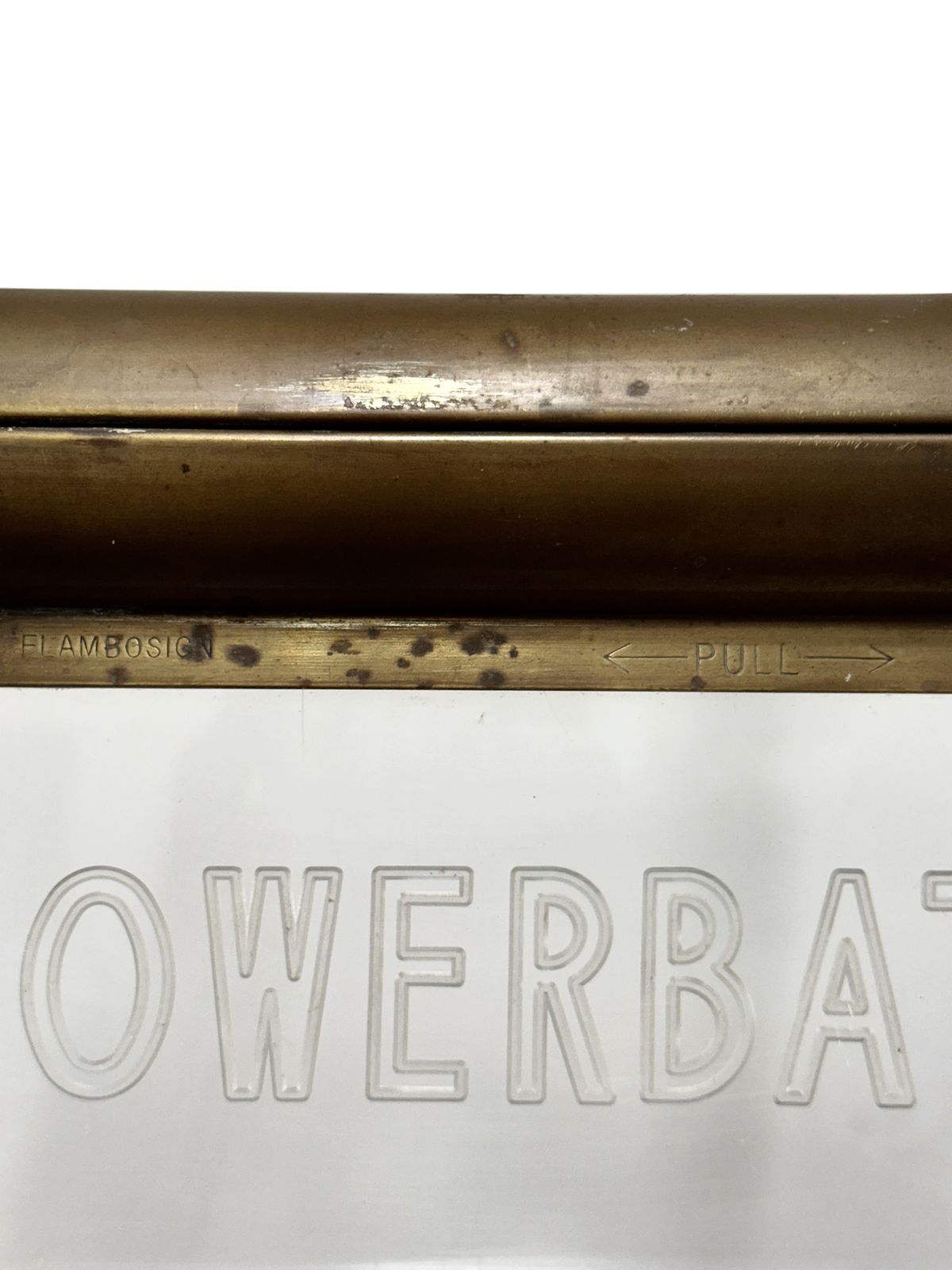Antique Brass Illuminated Advertising Internalite Cinema Showerbath Sign By Flambosign photo Home Decor