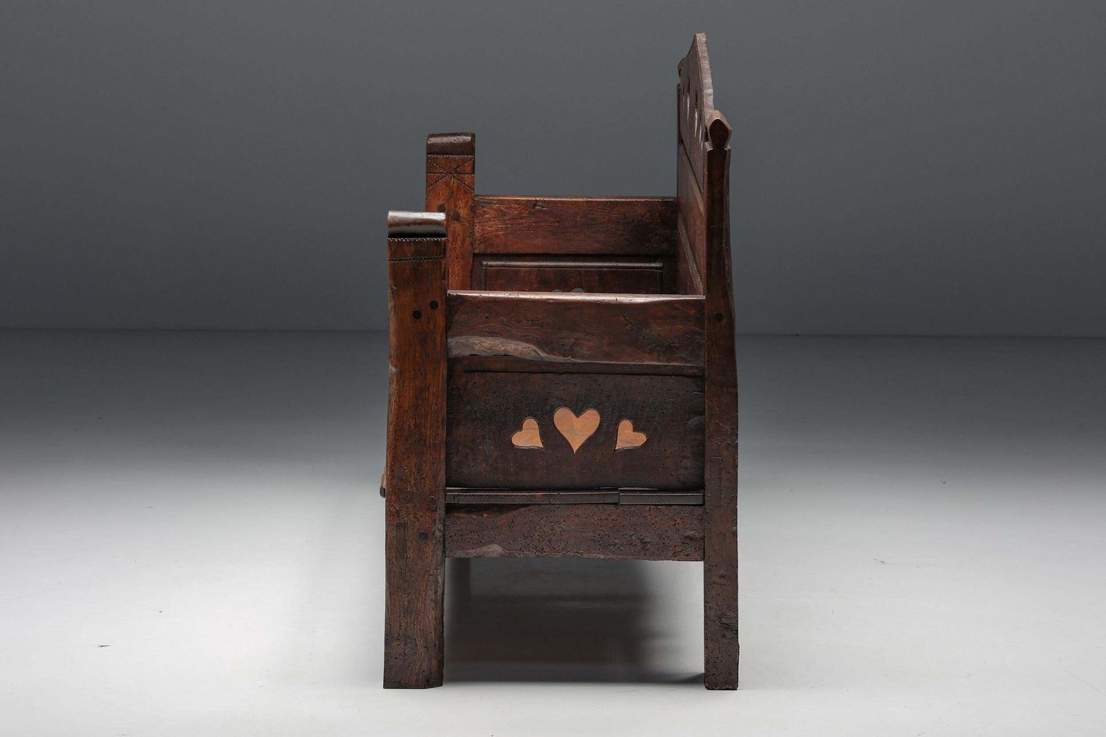 Carved Bench In Solid Wood With Storing Space, France, 19th Century photo 5144.0