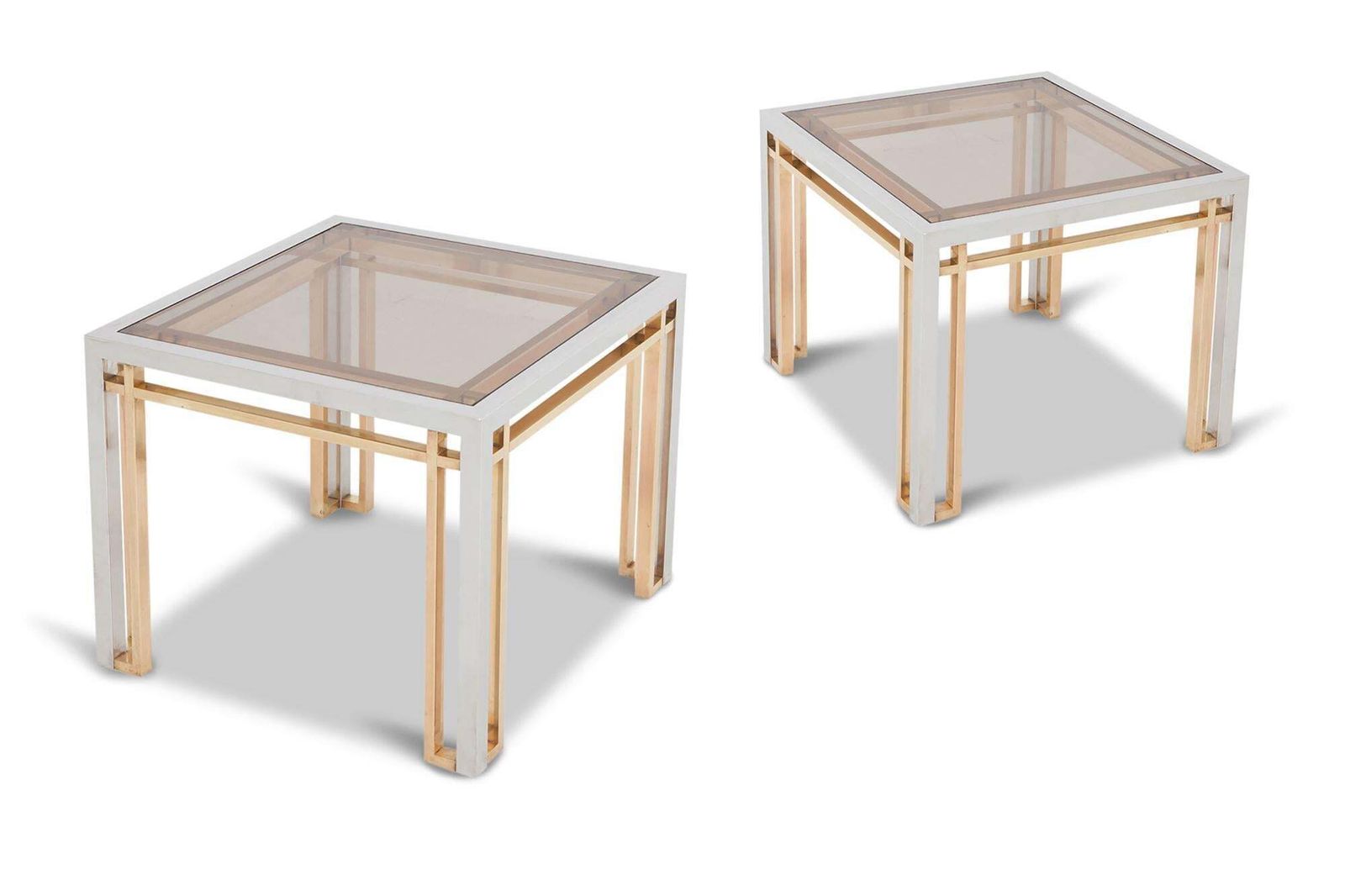 Romeo Rega Side Tables In Chrome, Brass And Glass photo for sale
