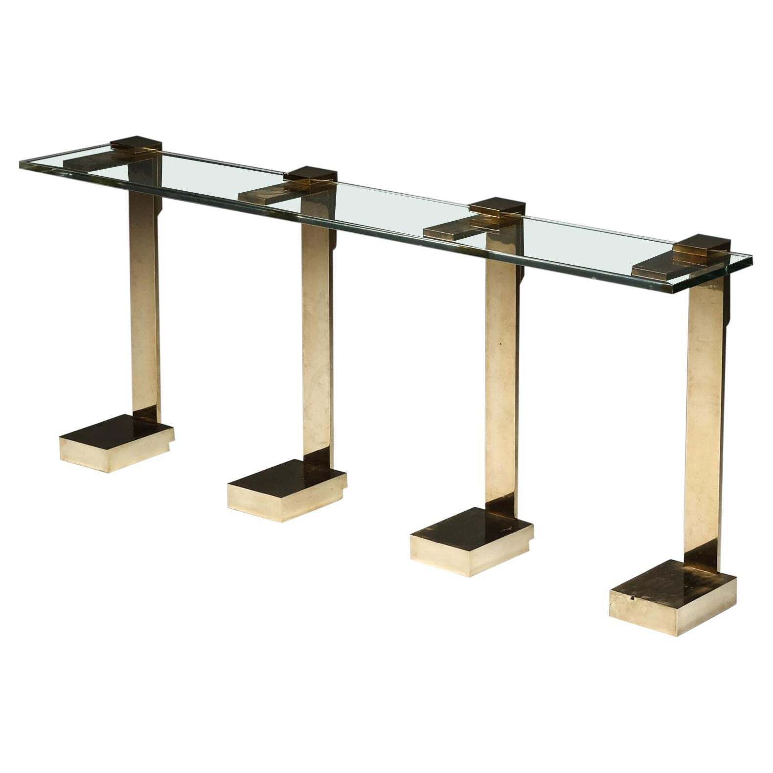 Hollywood Regency Console Table In Brass In The Style Of Maison Jansen, 1970s