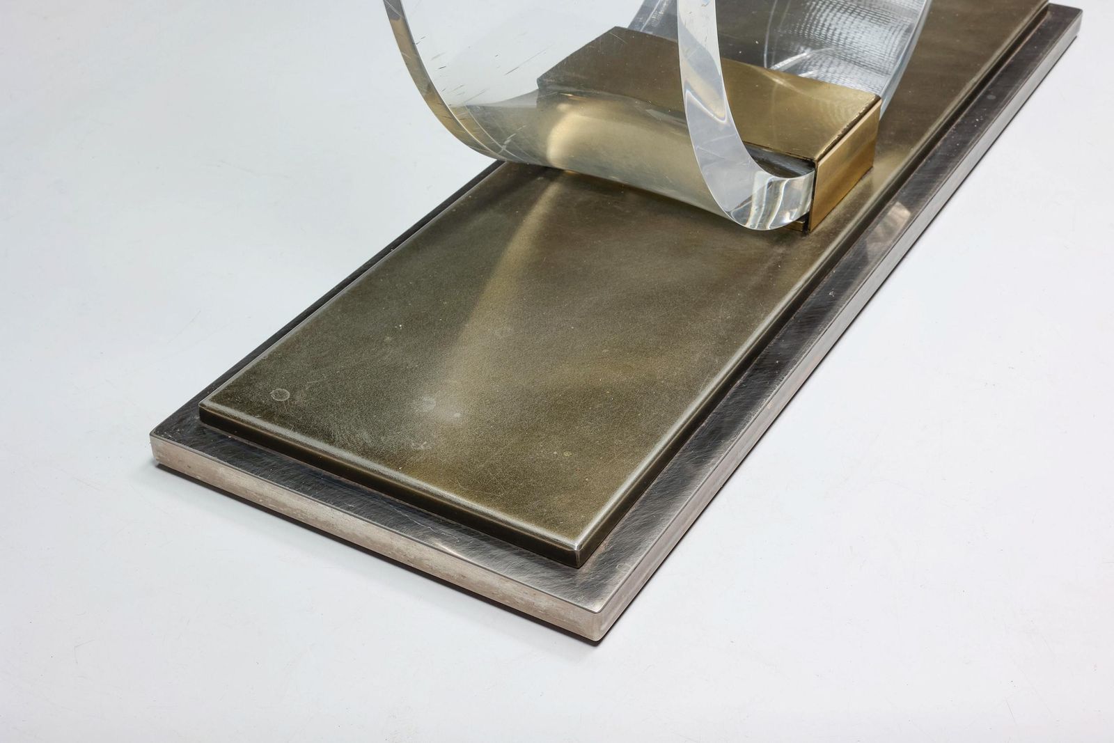 Hollywood Regency, Lucite & Brass Console Table For Belgo Chrome, Belgium, 1970s photo 1795.0