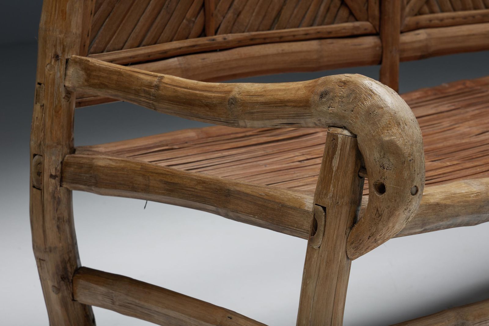photo for sale Oriental Bamboo Sofa Bed, 20th Century