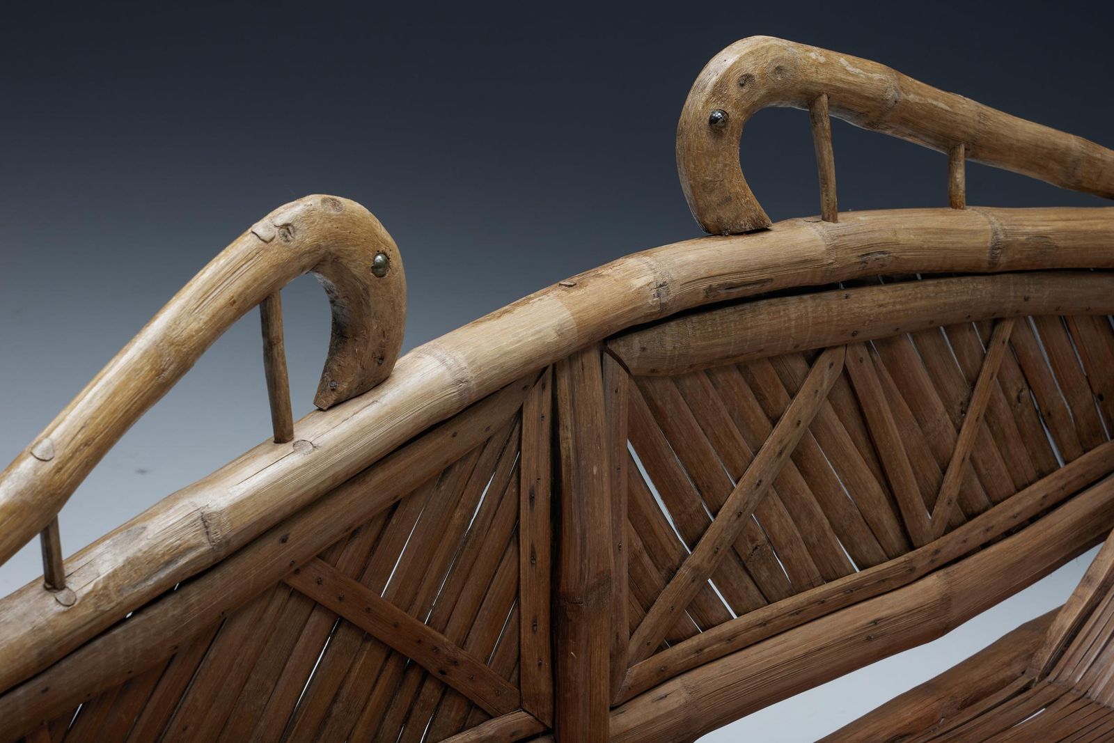 3522.0 Oriental Bamboo Sofa Bed, 20th Century photo