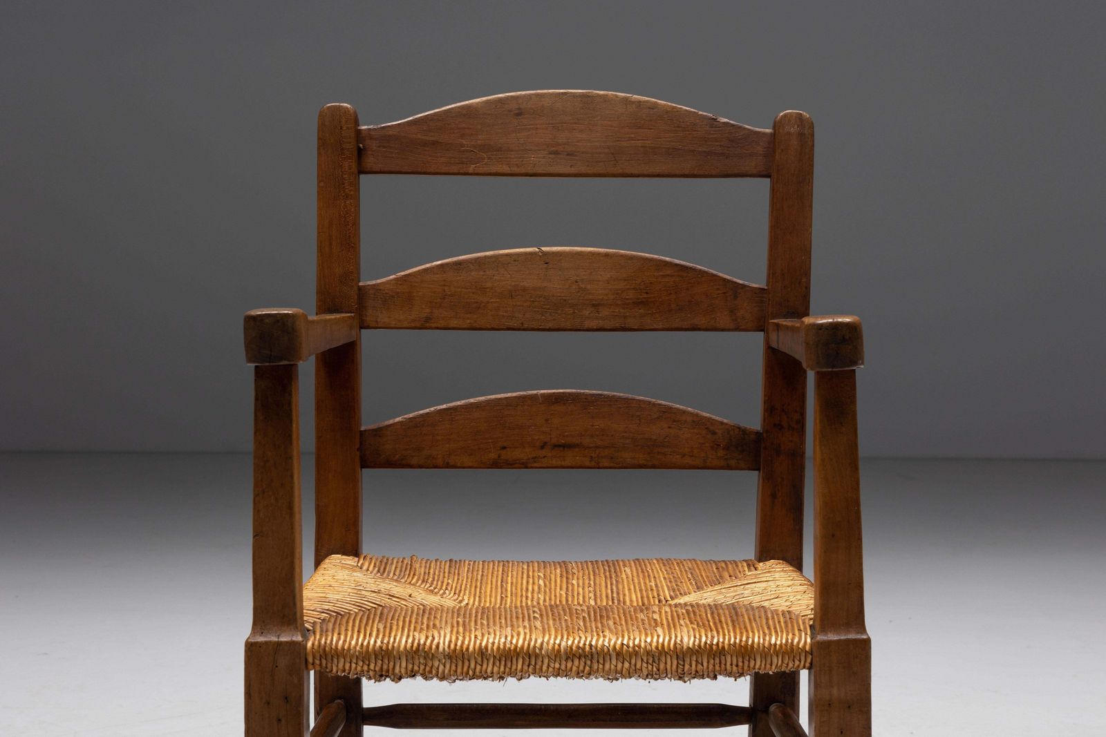 Rustic Armchair In Solid Wood And Straw, France, 1940s photo 1622.0