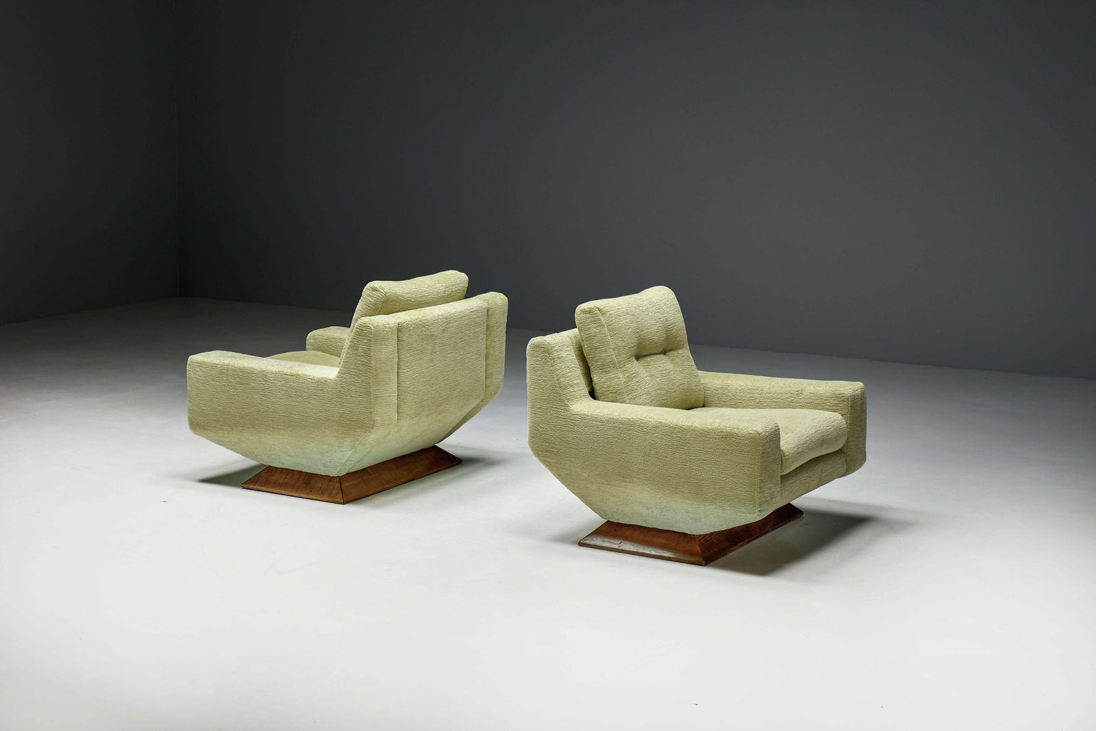 Mid Century Club Chairs In Pierre Frey Chenille, Italy, 1960s photo furniture