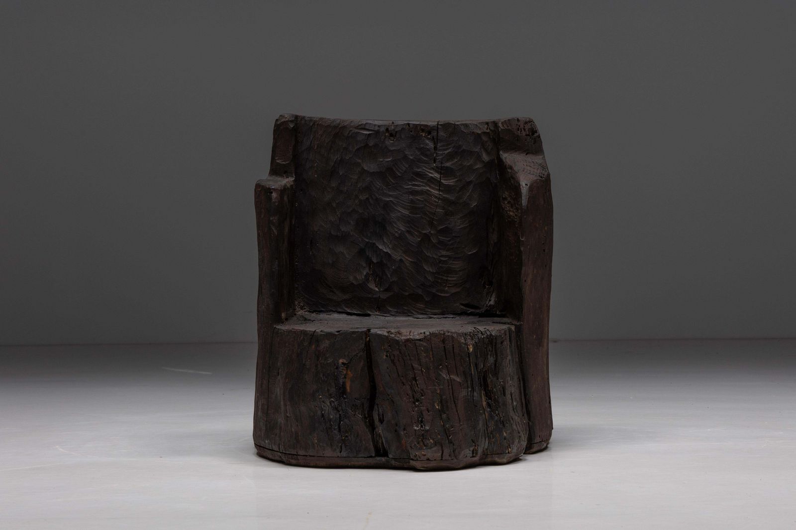 Brutalist Monoxylite Armchairs, France, 1980s photo for sale