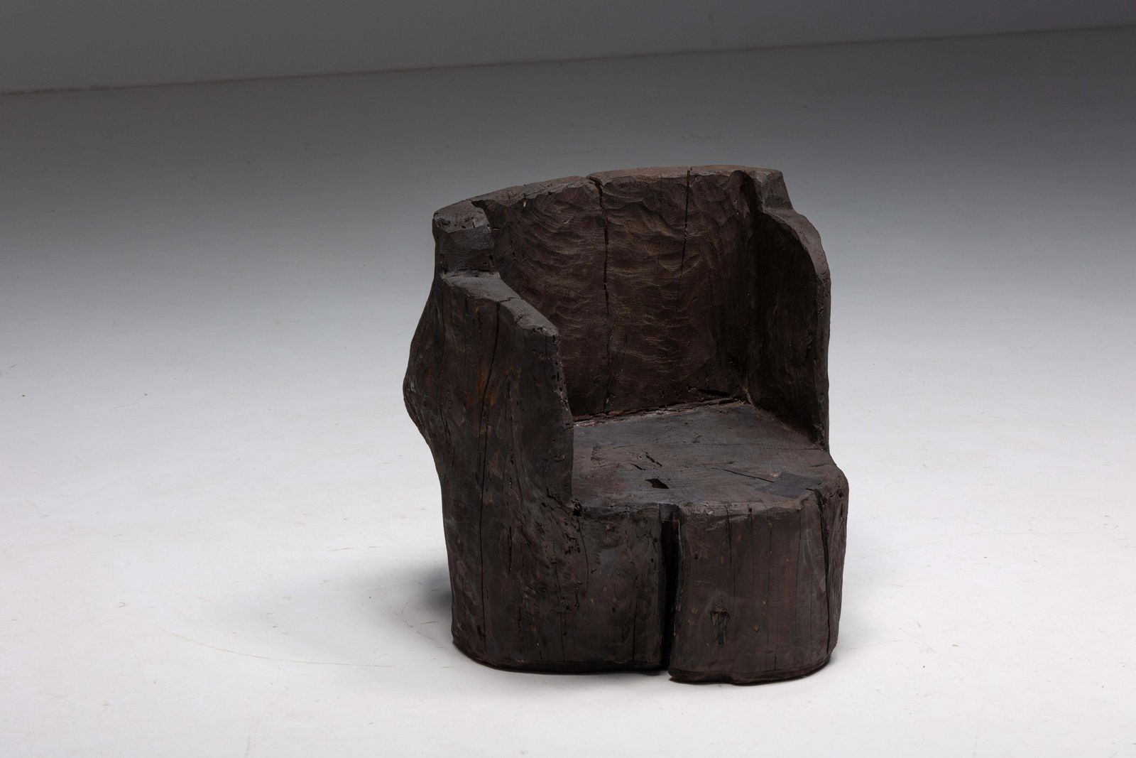 photo for sale Brutalist Monoxylite Armchairs, France, 1980s