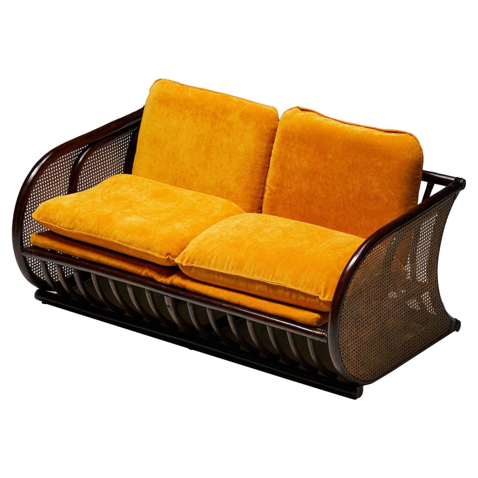 Two Seater Italian Bamboo Bench, 1970s