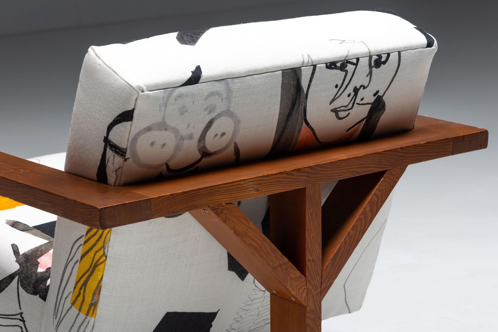 photo for sale Dutch Modernist Chair In Pierre Frey Fabric, 1960s